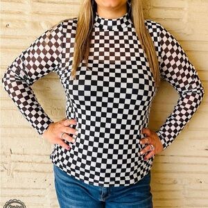 Checkered Long Sleeve Top